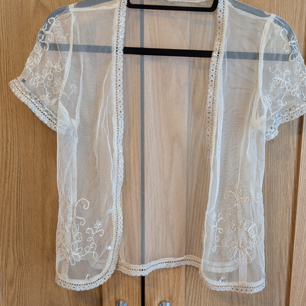 Delicate Embroidered Sheer Cardigan - Source Unknown